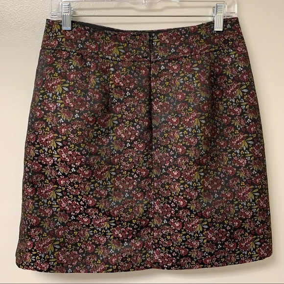 LOFT Black Jacquard Floral Print Skirt With Pockets Size‎ 6 - Picture 6 of 11
